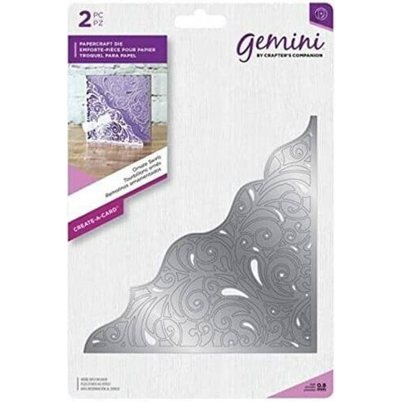 Gemini Create-A-Card Ornate Swirls Papercraft Die Kit 2Pc NEW