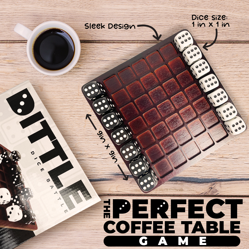 Dittle™️- Dice Battle | 2 Player Dice Games for Adults | Adult Board Games for 2 Players | Best Two Player Games for Adults | 2 Person Wooden Coffee Table Games | Bar Games for Adults Indoor Tabletop