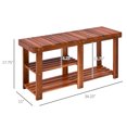 thumbnail image 6 of Resenkos 3-Tier Shoe Rack Bench, Acacia Wood Shoe Organizer, Rustic Entryway Bench With Storage Shelves, Teak, 6 of 7