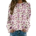 thumbnail image 5 of HOWPAY Chandails de Noël pour Femmes, Blouse Décontractée Imprimée Surdimensionnée, Manches Longues, Col Rond, Chandail Doux pour les Vacances, Vêtements d'Automne, Violet Clair G, 5 of 5