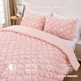 thumbnail image 2 of Btargot 3 Pieces Delicate Full Princess Comforter Set Soft Blush Pinch Pleat Pintuck Bedding Set, 2 of 10