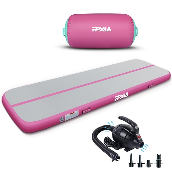 PPXIA Gymnastics Mat Inflatable Tumbling Mat 4 inches Thickness Air Floor Tumble Air Tumbling Mat Set with Pump for Training Cheerleading Home Use Beach Park and Water Use