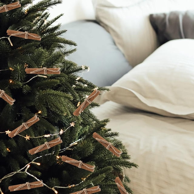Paquete de adornos navideños con rodajas de limón seco, rollos de canela y colgantes para árbol de Navidad. Decoración navideña única, estética artesanal, para dormitorio, rodajas de madera