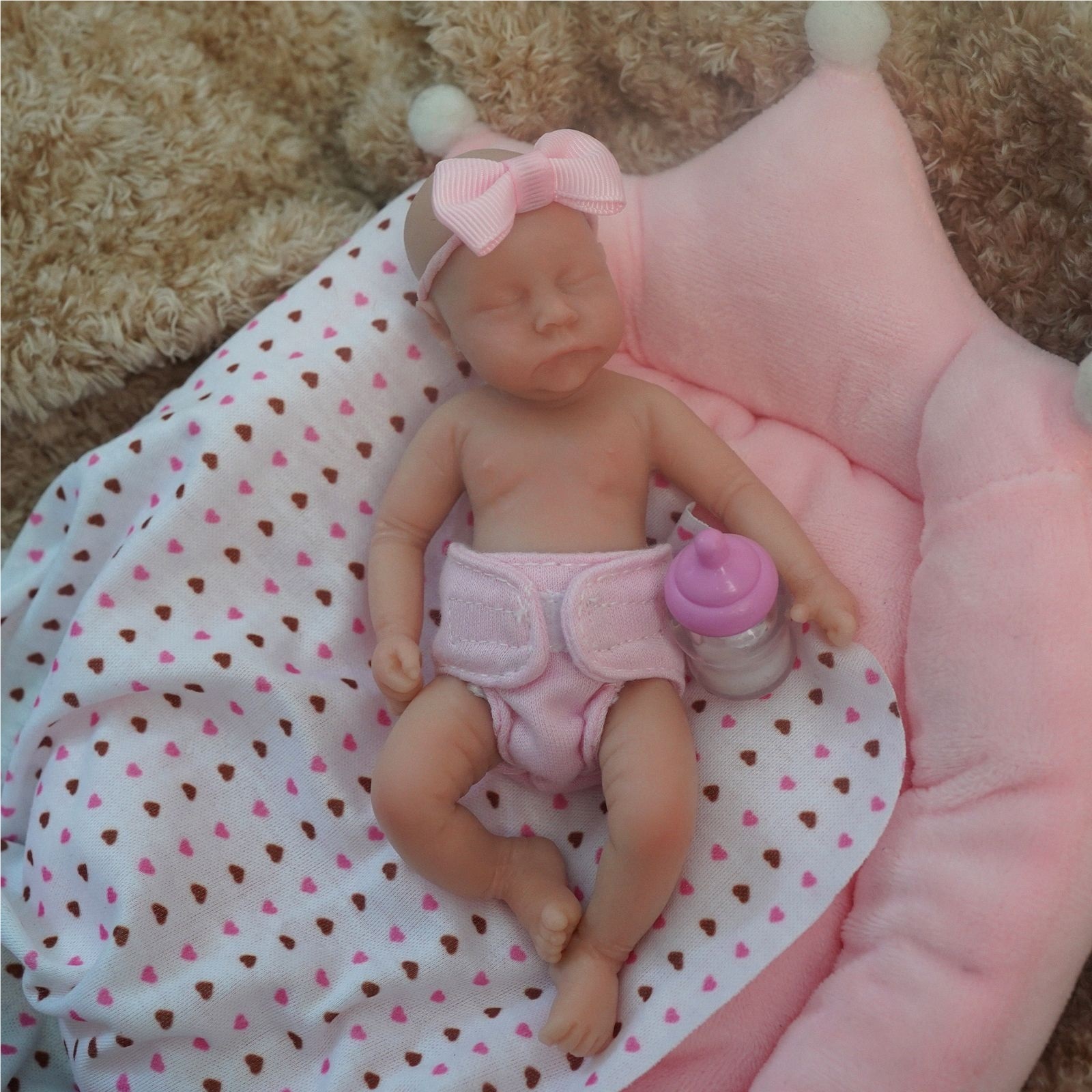 6 inch miniature full silicone eye closed rebirth baby doll decompression toy Reborn doll