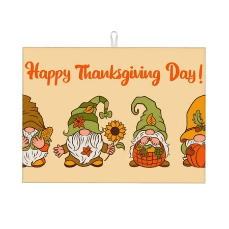 

Ocsxa Gnomes Happy Thanksgiving Dish Drying Mat for Kitchen Counter Coffee Bar Coffee Station Accessories Absorbent Coffee Mat Kitchen Drying Mat Easy Clean 18x24 Inch