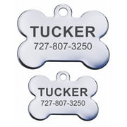 Stainless Steel Personalized Pet ID Tags - Bone