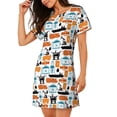 thumbnail image 2 of Yiaed Industrial Transportations Print Women's Loose-Fit Short Sleeve Nightgown, Soft and Comfortable Sleep Dress for Relaxation and Sleepwear, 2 of 6
