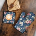 thumbnail image 5 of Pioneer Flower Kitchen Oven Mitt and Pot Holder Sets 2 Pcs for Baking, Cooking and Grilling, Heat Resistant Up To 392 °F, 5 of 7