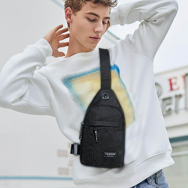 Offre du Jour! Sac à Bandoulière Sac à Dos Crossbody avec avec Trou pour Écouteurs Sangle Sac à Dos Sac à Dos de Randonnée Sac Poitrine Crossbody Polyvalent