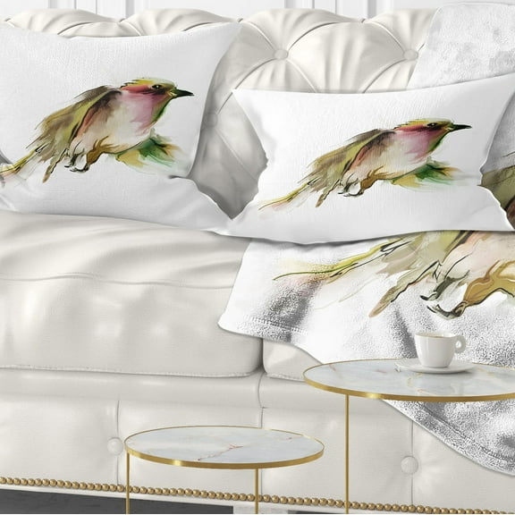 Designart Nice Flight of Wild Bird on White - Animal Throw Pillow - 12x20