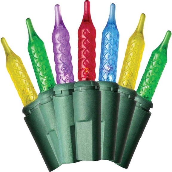 J Hofert Multi 250-Bulb Faceted LED Light Set with Green Wire 1291