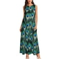 thumbnail image 3 of Colorful Peacock Dress Animal Print Beach Maxi Dress Street Wear Bohemia Long Dresses Woman V Neck Design Oversize Vestido, 3 of 7