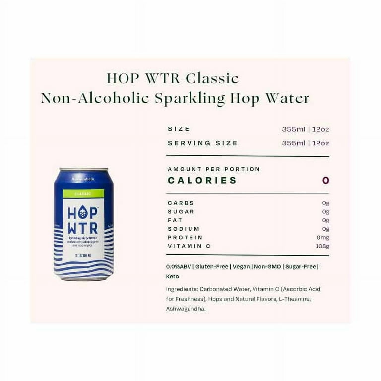 HOP WTR - Classic - Non-Alcoholic Sparkling Hop Water - 6 Pack
