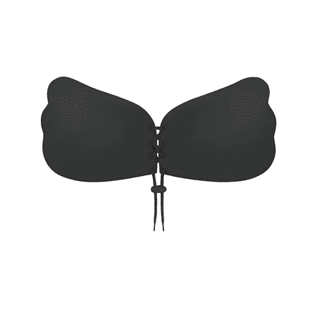 BIMEI Sticky Bra Strapless Backless Adhesive Invisible Lift up Bra Push up Bra for Backless Dress 1 Pair Black D Cup