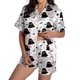 thumbnail image 2 of FASHOFT Halloween Pajamas for Women Set Cute Ghost Pumpkin Printing Button Up Pjs Short Sleeve Sleepwear Notch Collar Bride Soft Comfy Pj Lounge Sets White XXL, 2 of 8