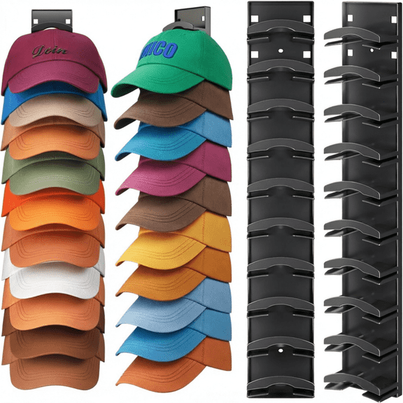 2Pack Hat Organizer for Baseball Caps, Hat Rack for Wall with Strong Adhesive, Hat Hanger for Baseball Caps Display for Door Closet