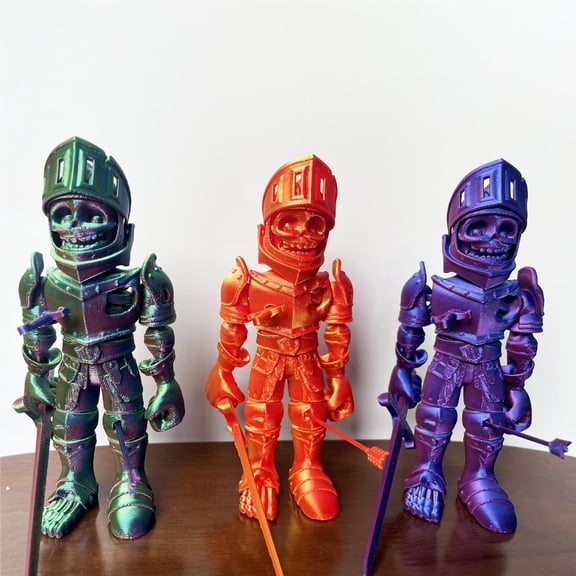 Dserhfy 3D Printed Skeleton Knight Figurine Movable Joints Halloween Spooky Skeleton Warrior Articulated Skeleton Soldier Model Toy Desktop Decoration Ornament