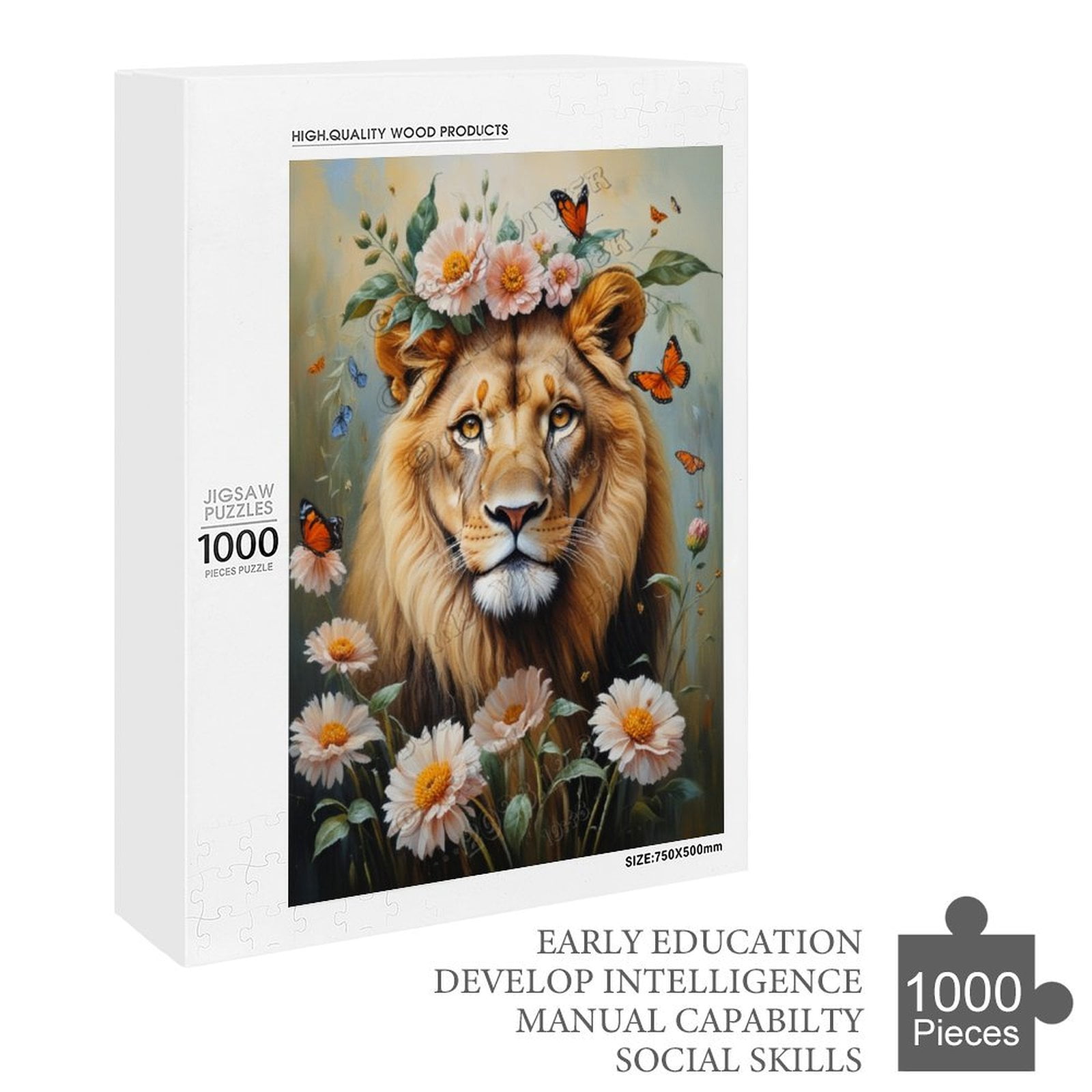 Funny Lion Jigsaw Puzzles for Adults 1000 Piece Jigsaw Puzzles for Adults Challenging Game Woodland Animal Puzzles, Wooden