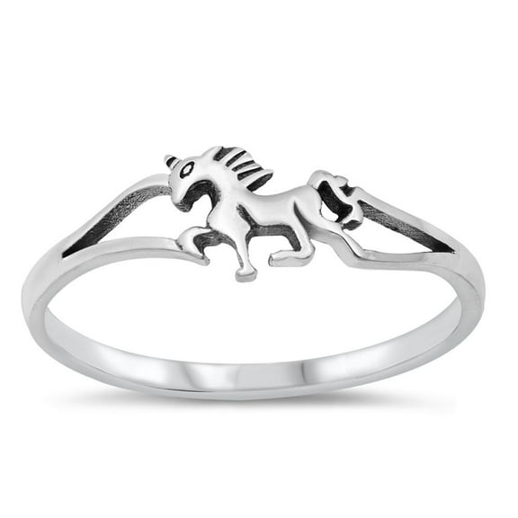 Unicorn Horse Animal Ring Fantasy .925 Sterling Silver Band Jewelry Female Male Unisex Size 4
