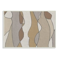 Stupell Industries Curved Shape Figures Abstraction Brown Beige Neutral Abstract Painting Unframed Art Print Wall Art, 13 x 19