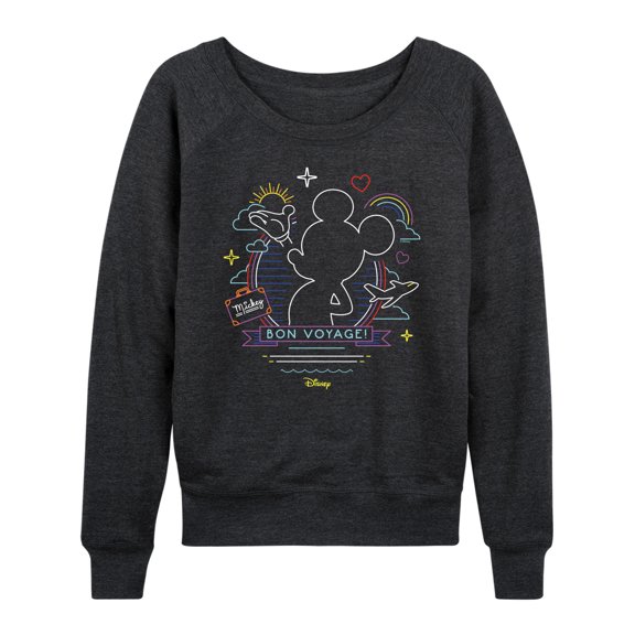 Disney - Mickey Mouse Lightweight French Terry Wide Neck Long Sleeve Graphic Shirt