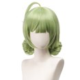 thumbnail image 1 of Peluca para cosplay, corta, rizada, verde claro, con dos moños y flequillo, 1 of 3