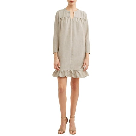 Mixed Print Ruffle Dress - Women's Ruffle Hem Dress