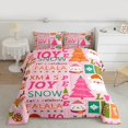 thumbnail image 3 of Homewish Magic Santa Claus Bedding Comforter Set, Girly Pink Xmas Tree Twin Comforter Sets, Kawaii Christmas Cartoon Reversible Bedding Set, Super Cozy Room Decor, 2-Piece, 3 of 9