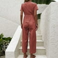 thumbnail image 4 of Ausyst Jumpsuits for Women Summer Casual Sexy Short Sleeve Solid Color Bib Pantss Jumpsuits Summer Baggy Rompers Clearance, 4 of 8