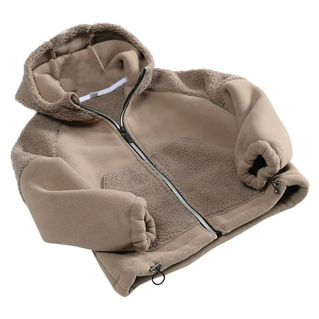 

HBYJLZYG Cardigans Zipper Berber Fleece Jacket Coat Child Kids Boys Girls Thick Cotton Coat Stand-Up Collar Middle And Large Solid Color Windproof And Warm Coat
