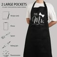thumbnail image 3 of Mr & Mrs Aprons for Couples Valentines Day Gifts Basket - Wedding, Bridal Shower, Engagement Gift for Couple, His and Her Present with Dish Towel, Oven Mitts & Pot Holder, 6 Pack Kitchen Apron Set, 3 of 7