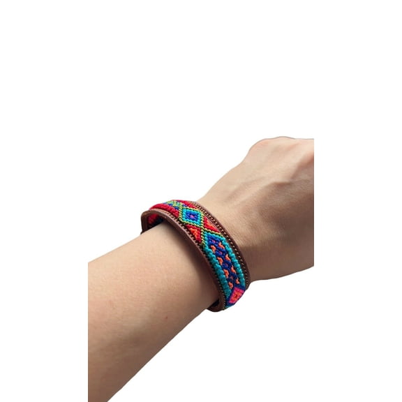 Friendship Bracelet Leather Macrame Handmade Mayan Chiapas Mexican Hippie Boho New