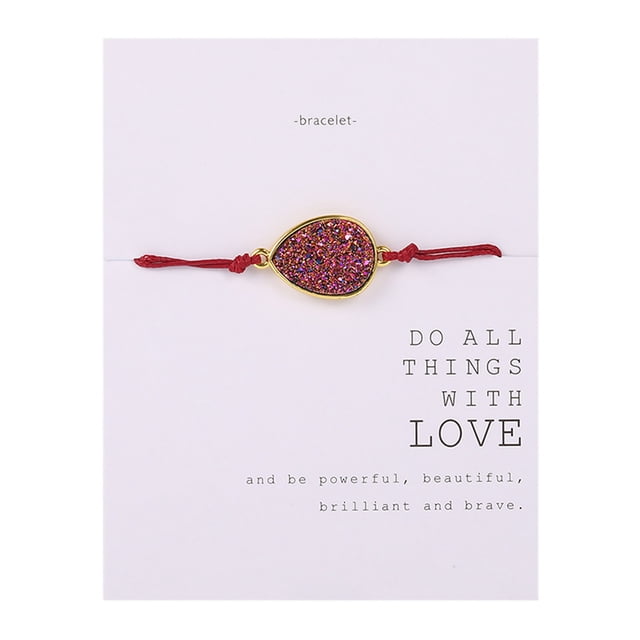 Fiudx Pulsera de Piedra Natural, Accesorio de Tarjeta de Papel Tejida, Joya Llamativa, Cadena Ajustable, Ideal para Bodas, Fiestas y Clubes, Estilo Elegante para Mujer, Regalo Único.