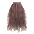 thumbnail image 4 of Sakmal Brown Skirt Women Ruffle Tulle Midi Tiered Solid Skirts for Women, 4 of 5