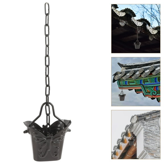 KAJNBN 1Set 14.8x4.5in Coffee Colored Aluminum Rain Chain for Downspout and Gutter Water Chains