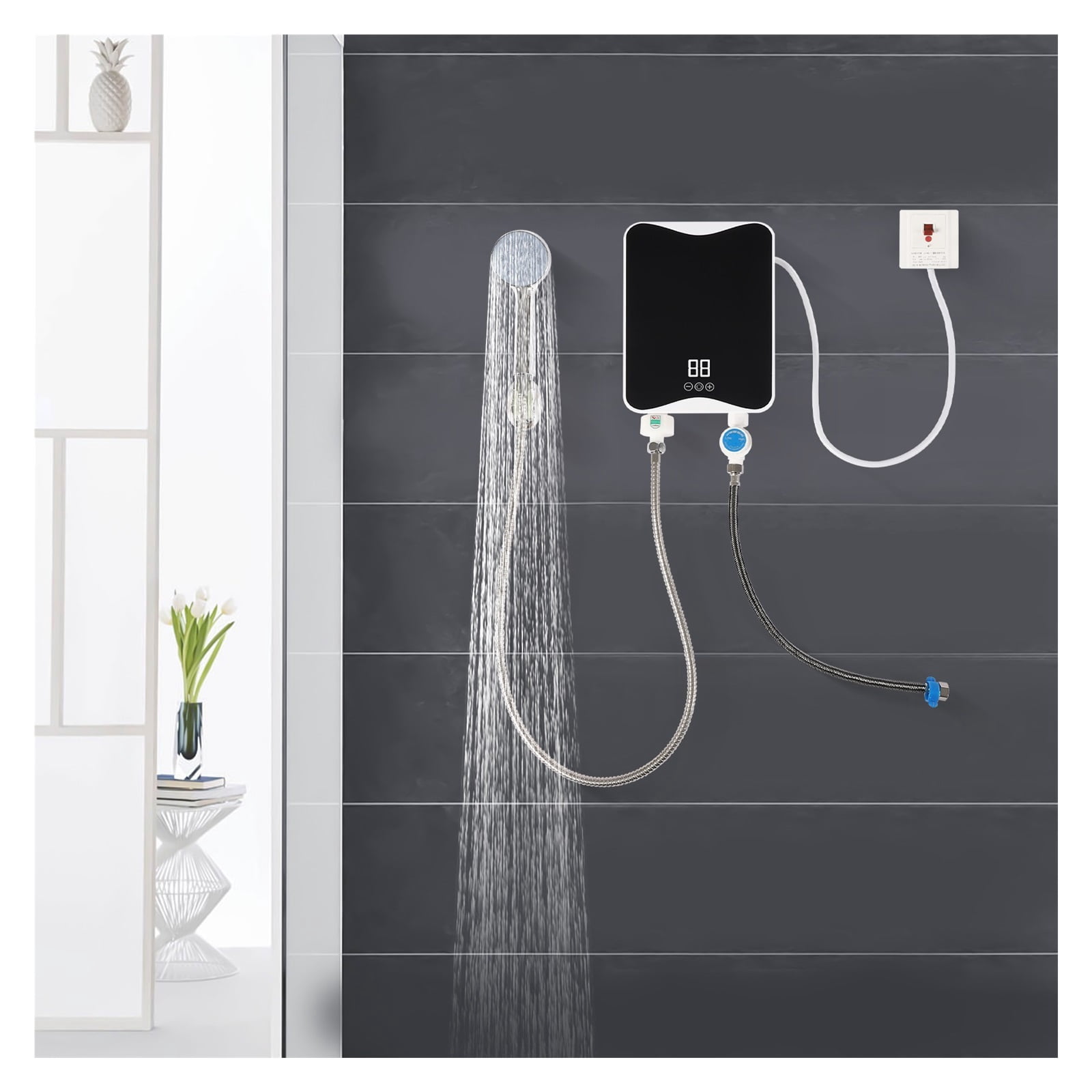 Hot Water Heater 5500W Instant Tankless Thermostat Induction Heater With LED Display Screen Smart Touch Electric Heaters Shower ,Energy Saving