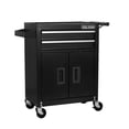 thumbnail image 2 of Garage Storage Cabinet Tool Cart with 2 Drawer and Lockable Door, Four Wheels, Black Color, EVA Cushion,Industrial Service Utility Tool Cart for Mechanics, Garage, Workshop (Black), 2 of 12