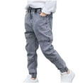 thumbnail image 2 of Cethrio Slim Straight Jeans for Boys, Denim Stretchy Elastic Waist Pants with Pockets Gray Size 5 T, 2 of 3
