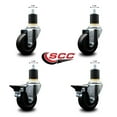 thumbnail image 2 of 3.5 Inch Hard Rubber Wheel Swivel 1-7/8 Inch Expand Stem Caster Set 2 Brakes SCC, 2 of 2