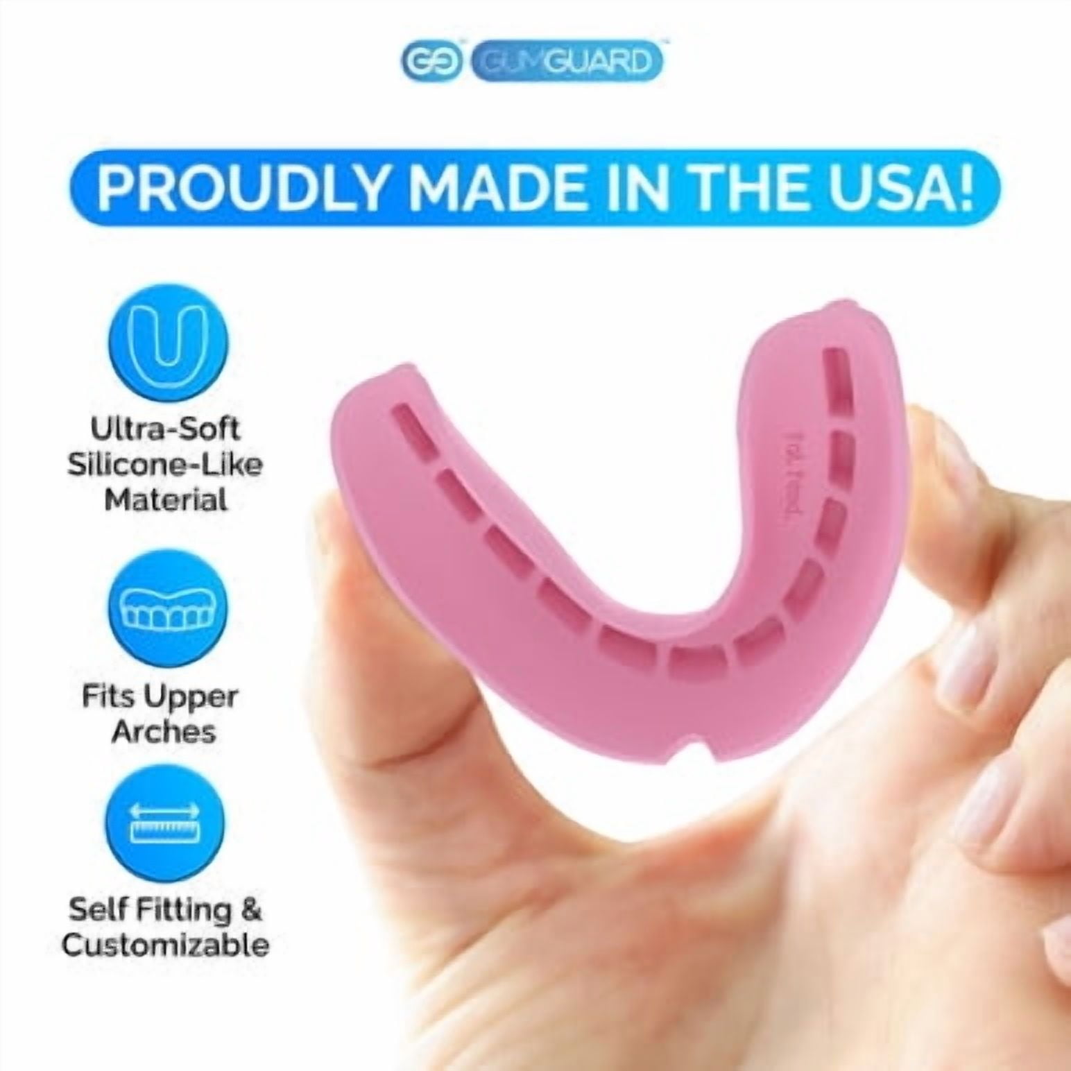 UltraSoft GumGuard Denture Mouthguard Upper Arch 50 Percent Thinner Custom-Fit Overnight Guard Pink