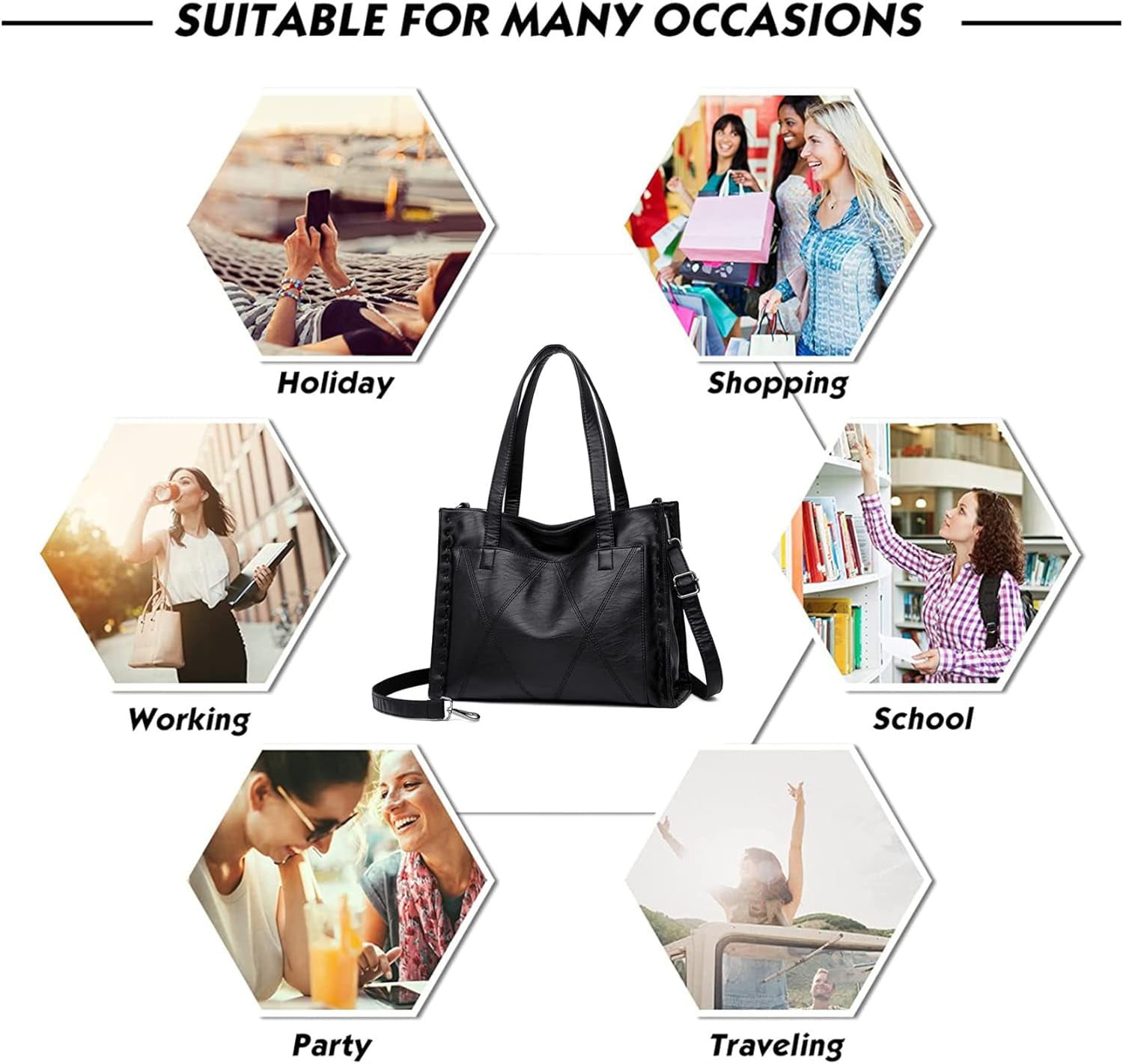 Handbag for Women Crossbody Shoulder Bag Vegan Leather Tote Top Handle Hobo Bags Large Capacity