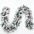 thumbnail image 2 of Snow Flocked Artificial Christmas Garland with Red Berries and Pine Cones, 106.3 Inch Winter Hanging Greenery Garland for Mantel, Stair Railing, Christmas Tree, Indoor & Outdoor Xmas Decor, 2 of 8