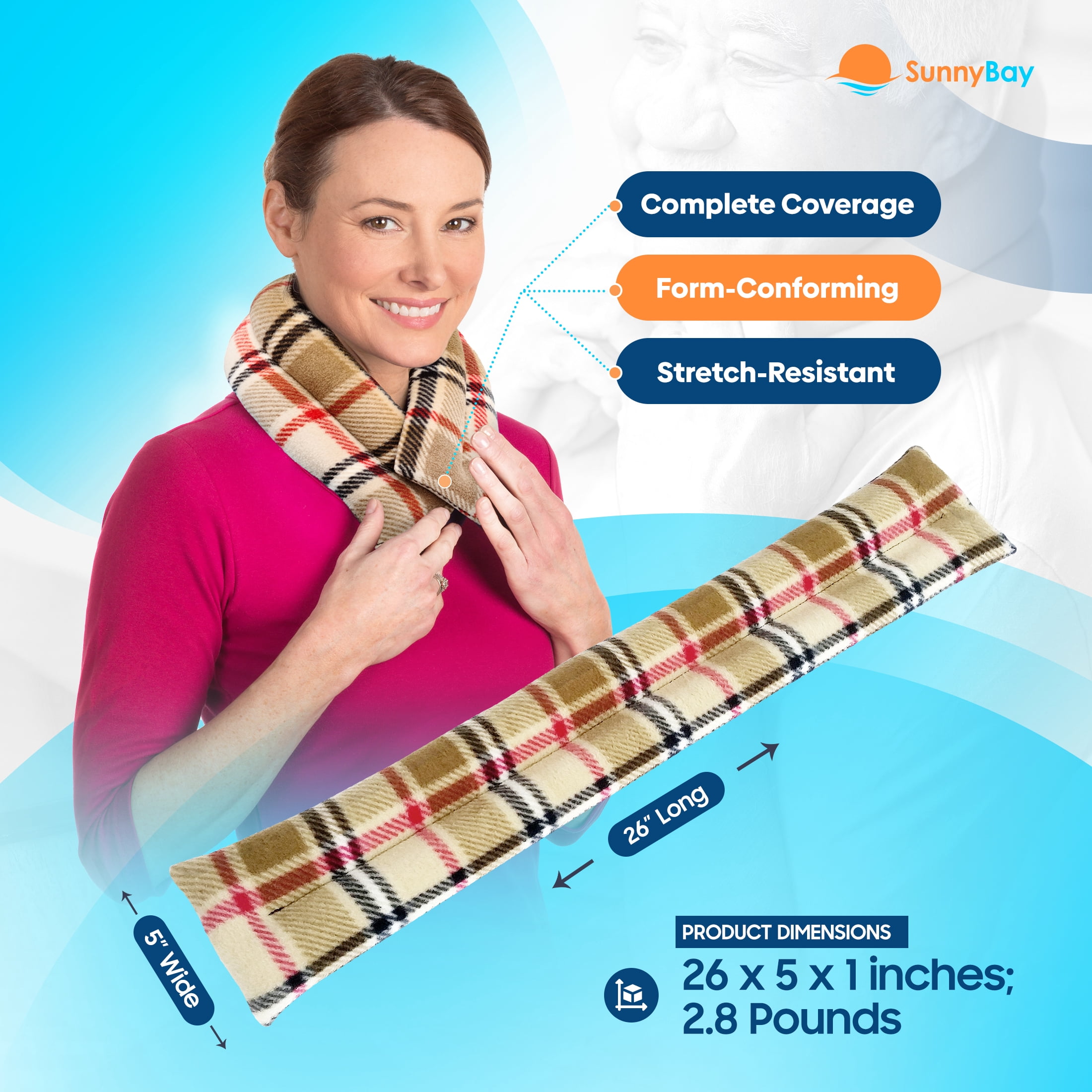 SunnyBay Microwave Heating Pad, Microwavable Cold or Heated Neck and Shoulder Wrap, Wheat-Filled Weighted Beanbag Pack for Moist Hot or Cold Therapy, 26x5 Inches, London