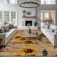 thumbnail image 3 of 6'x9' Area Rugs, Vintage Sunflower Indoor Outdoor Area Rug for Living Room Bedroom, Farmhouse Vintage Wooden Floral Washable Bathroom Rugs Kitchen Floor Carpet Mats Home Decor Aesthetic, 3 of 8