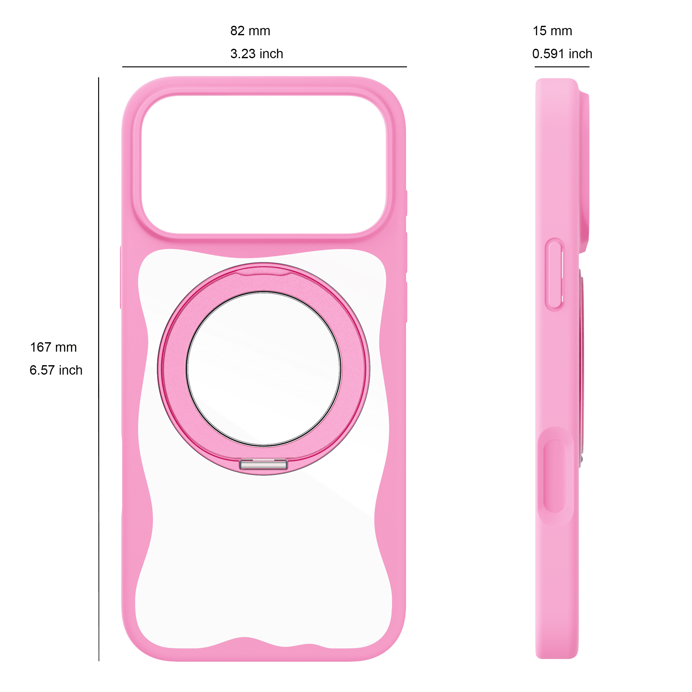onn iPhone 17 Pro Max MagSafe Compatible Case with 360 Ring Kickstand, Pink