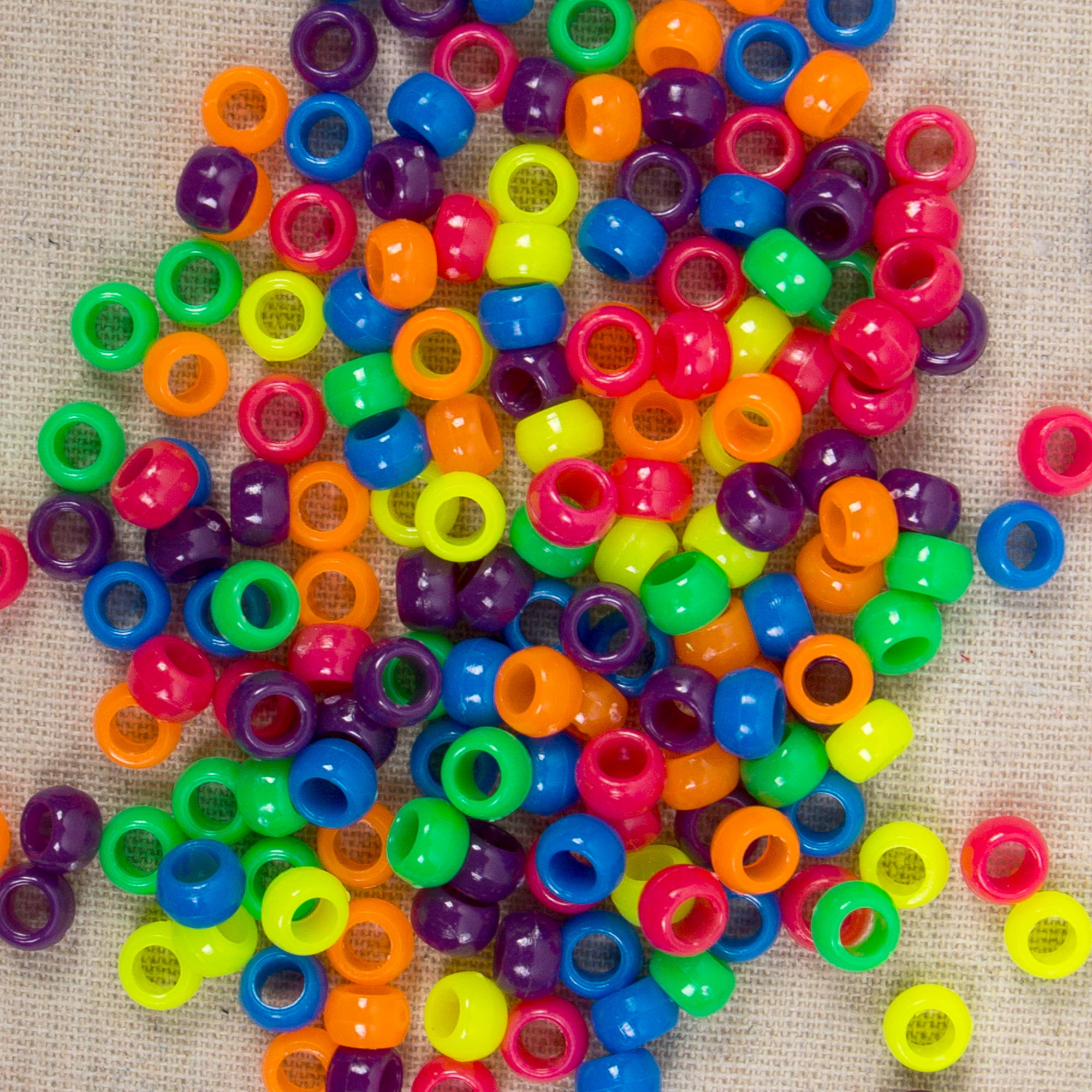 6 Multicolor Neon Pop Tabs 150ct - Kids Pony Beads - Kids