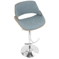 thumbnail image 5 of Fabrizzi Mid-Century Modern Adjustable Barstool With Swivel In Walnut And Blue Fabric - Set Of 2, 5 of 11