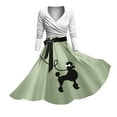 thumbnail image 1 of Robes d'Été Femme 1950 Caniche Manches Courtes Col en V Mode Longues Longueurs Robe de Printemps Vert Clair TTG, 1 of 4