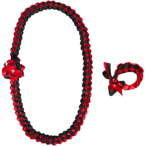 Graduation Lei Decorations of 2025 Grad Honor Ribbon Double Braid Necklace Choker Flower Garland Congrats Graduates Bracelet Set