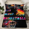 thumbnail image 2 of Manfei Get Sleep Basketball Bed Sheets,Multicolor Splashing Ink King Sheets,Teens Ball Games Sheet Set,Ultra Soft Home Decor,4pcs, 2 of 7